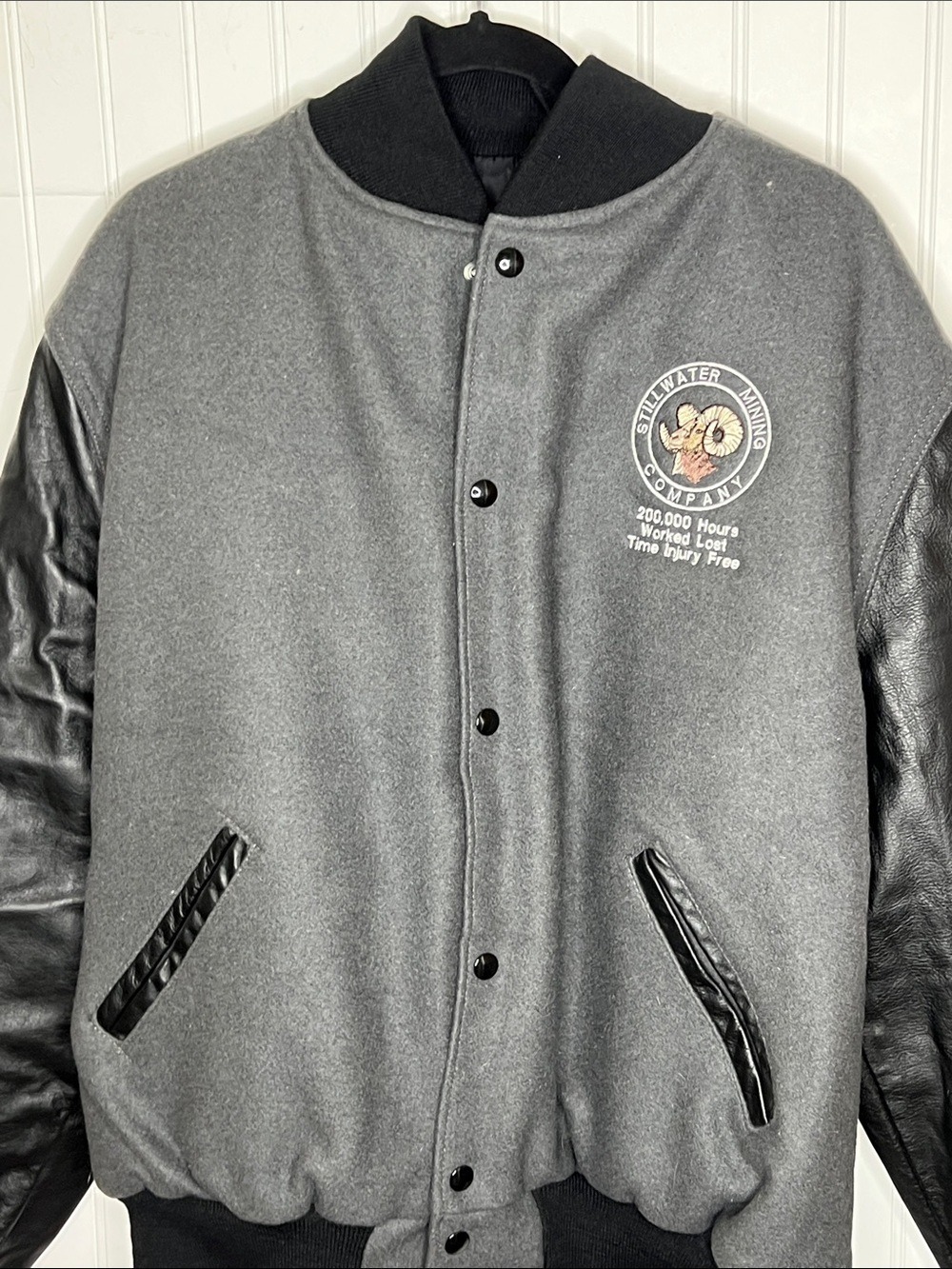 Holloway Grey and Black Bomber Varsity Jacket Size Large NWT - Picture 4 of 16